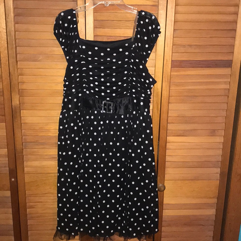 Disorderly kids black with white polka dots dress